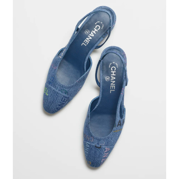 Chanel 22P Mademoiselle Coco Sling Light Blue Denim Slingback Ballet Flat 36 - Picture 3 of 7